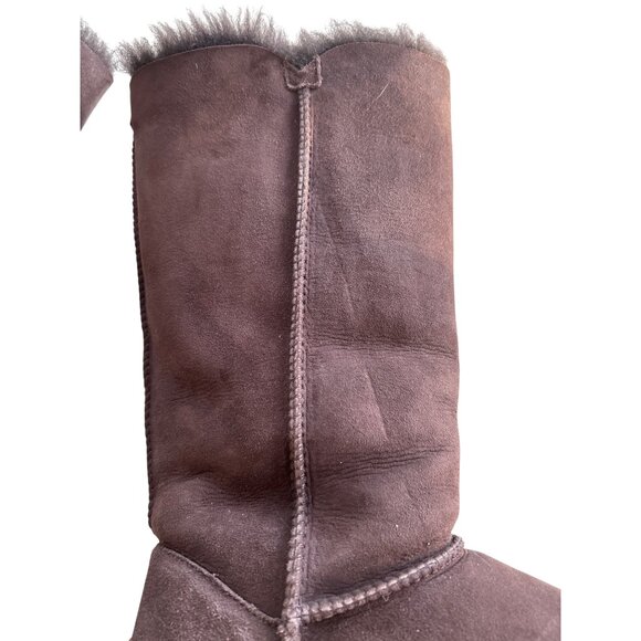 UGG Bailey Button Triplet II Tall Boots Women’s 10 Chocolate Brown Suede Fur - Picture 16 of 16